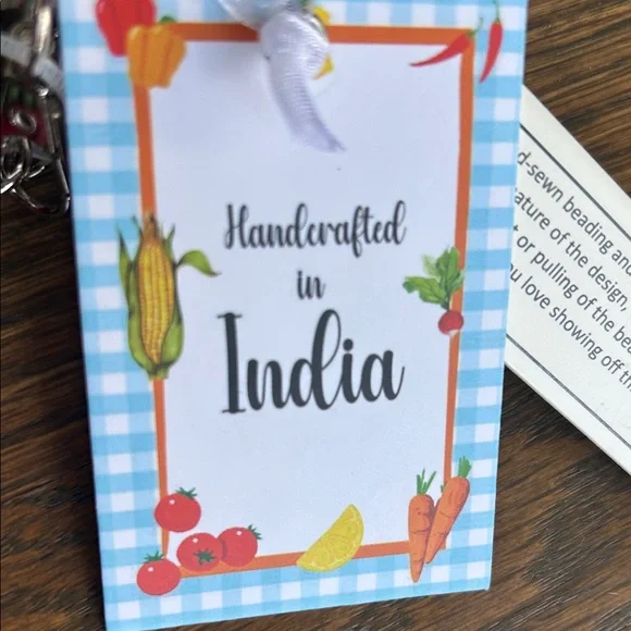 NEW Beaded Tomato Shoulder Bag with gingham fabric Viral TikTok - Picture 2 of 13